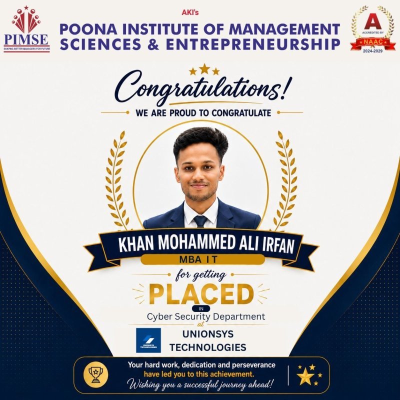 (PIMSE) proudly congratulates Mr. Khan Mohammed Ali Irfan