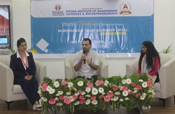 Director, PIMSE Dr. Porinita Banerjee with Mr. Asier Aranburu, Mondragon Team Academy, University in Bilbuo, Spain & Ms. Rinky Kumari.